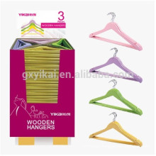 Set of 3pcs promotional wooden colourful hanger